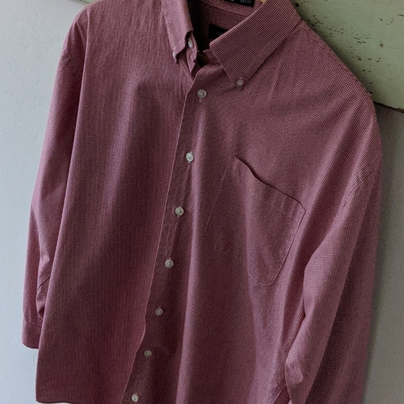 NAUTICA I Red Cotton Mini-Check Button-Down Dress Shirt, 15.5-32/33 - Picture 2 of 12